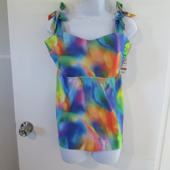 BECCA ETC Plus Size Tankini Water Color Print NWT Sz 1X - Picture 4 of 11